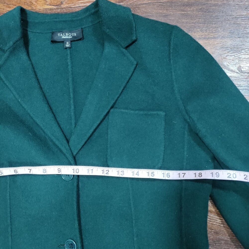 Talbots Forest Green Wool Blend Single Breast Two Button Jacket Blazer Size 10 - Picture 11 of 13
